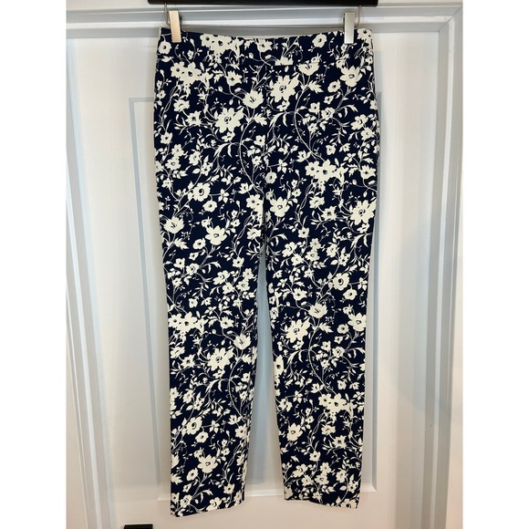 Talbots Pants - Talbots Chatham Ankle Pant 6P Navy White Floral Side Zip Stretch Cotton Trousers